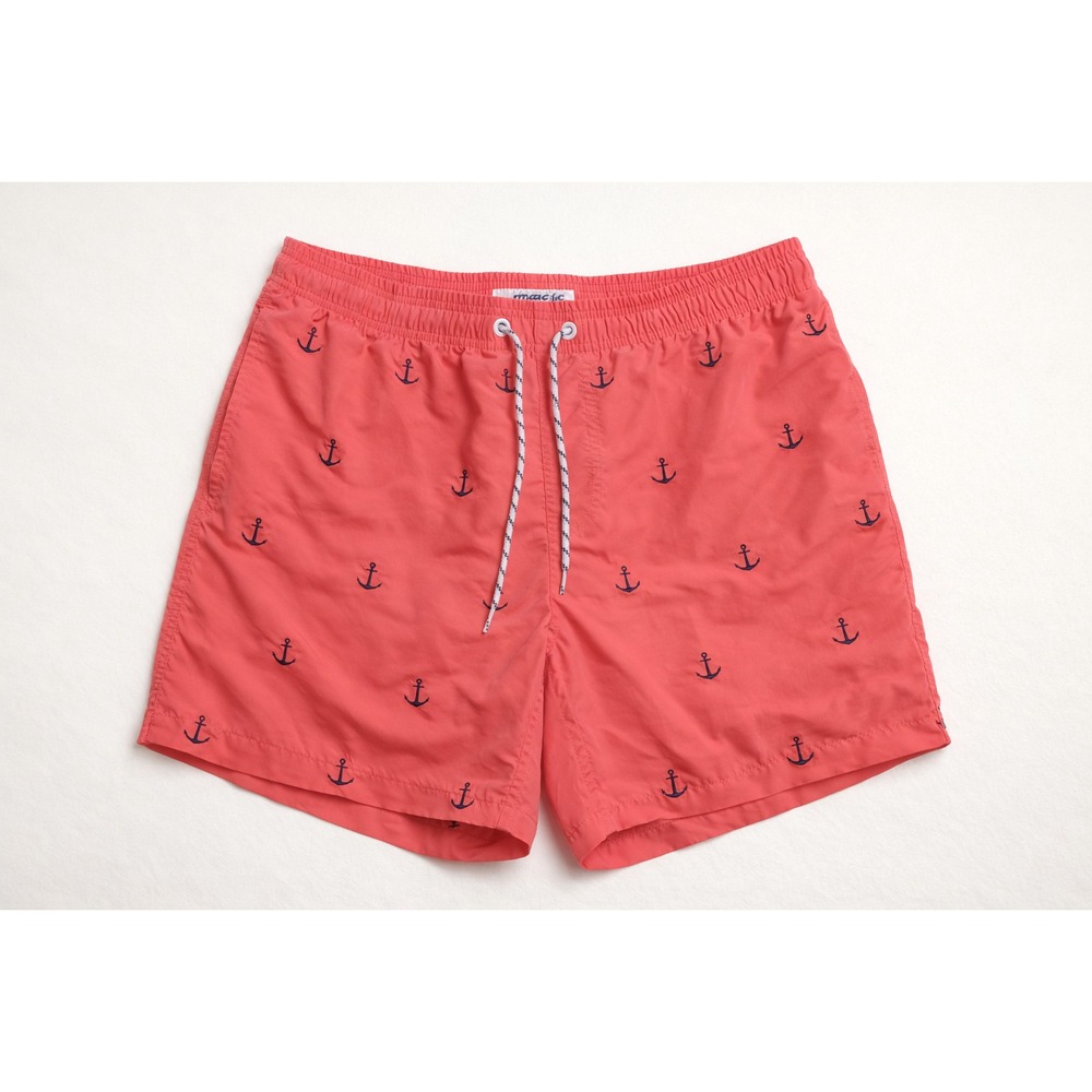 Maamgic Swim‎ Trunks Men's L arge Coral Anchor Print Elastic Waist Pockets